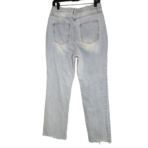 NWT AVEC LES FILLES straight leg highrise side slit light wash jeans size 29 (8) - Picture 8 of 16